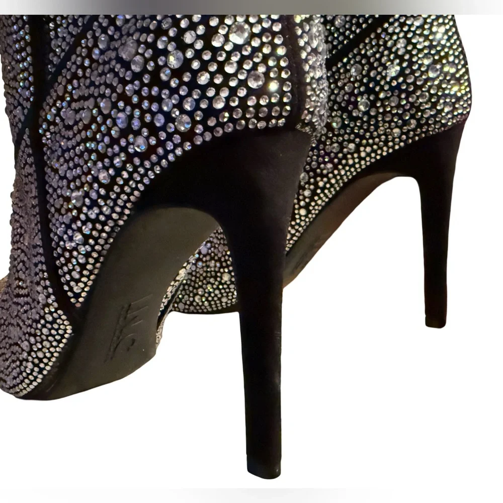 INC International Concepts NWT Sz 6.5 Black Rhinestone Embellished Boots (SH150) - Picture 9 of 15